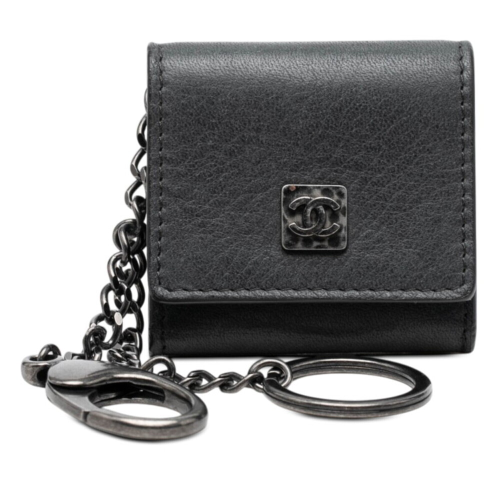Chanel Coco Mark Keychain Accessory Bag Charm Photo Case Picture Holder Black...